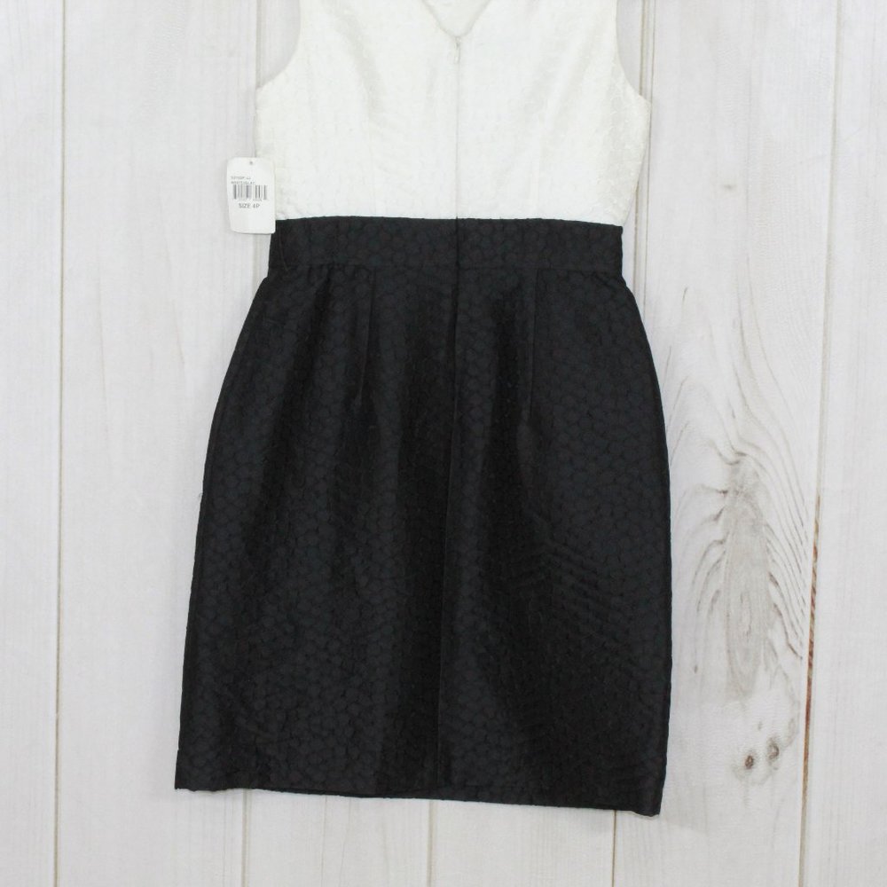 NWT! Ivy + Blue Maggy Boutique Black White Back Zip Textured Combo Dress Size 4P - Picture 7 of 12